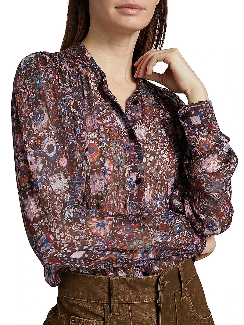 Noeline Printed Sheer Blouse