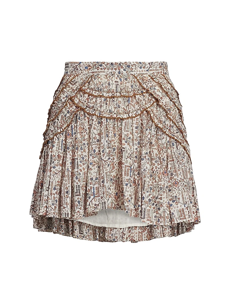 Ceola Pleated Floral Cotton Miniskirt