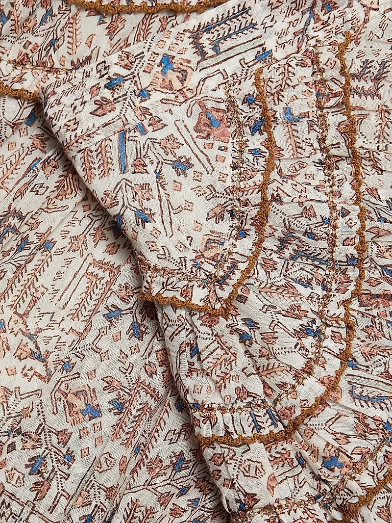 Ceola Pleated Floral Cotton Miniskirt