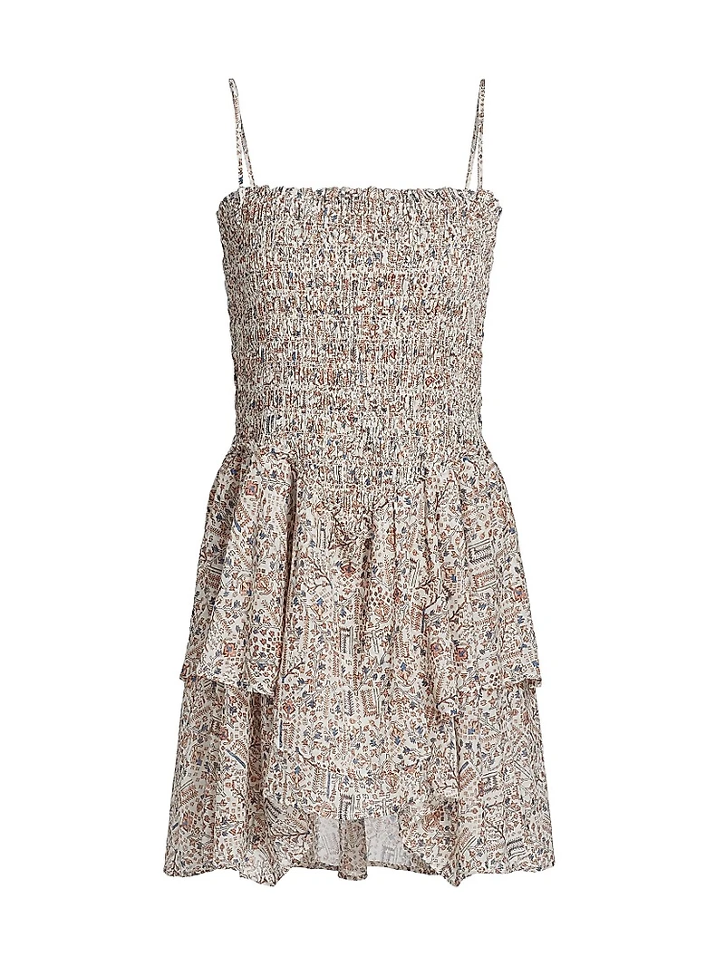 Anka Printed Smocked Minidress
