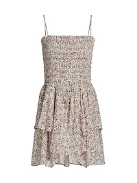 Anka Printed Smocked Minidress