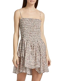 Anka Printed Smocked Minidress