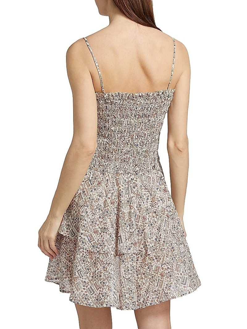 Anka Printed Smocked Minidress