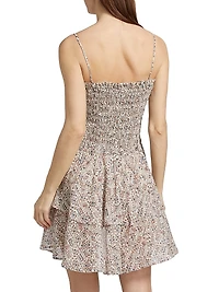 Anka Printed Smocked Minidress