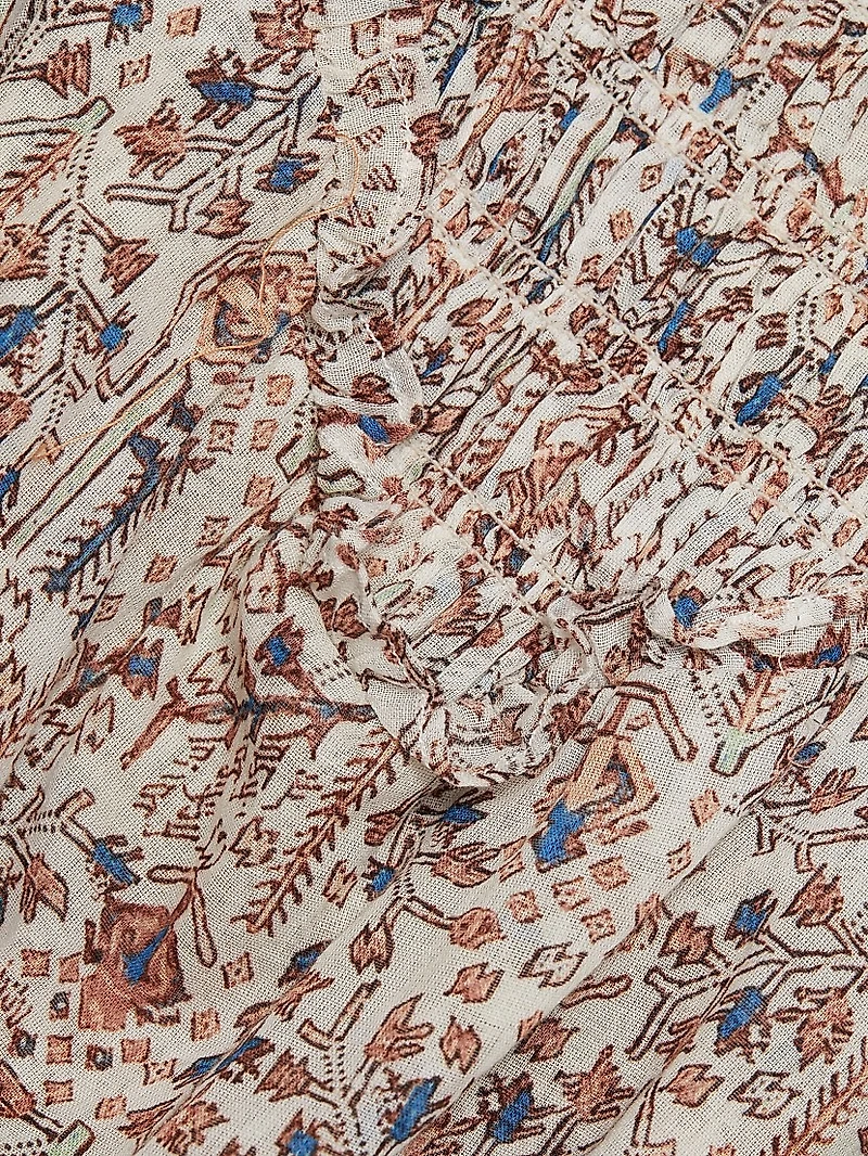 Anka Printed Smocked Minidress