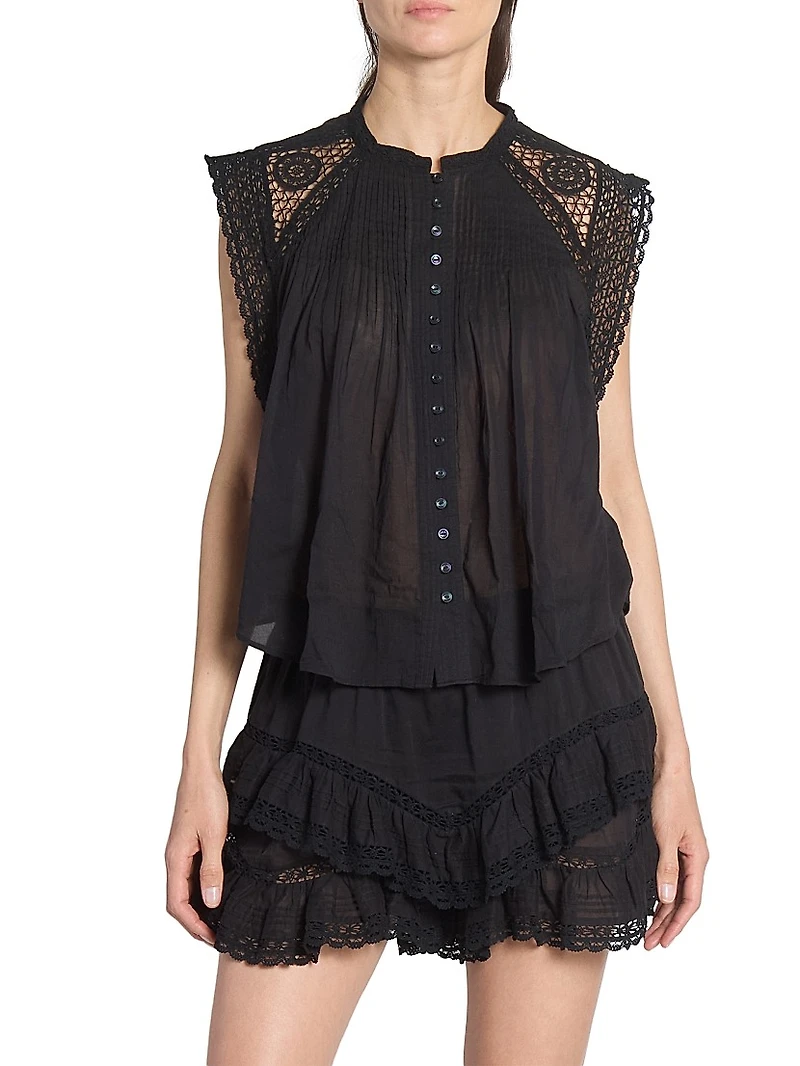 Gresia Lace-Trim Cotton Top