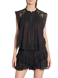 Gresia Lace-Trim Cotton Top