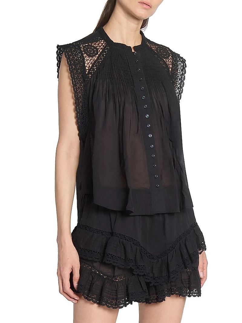 Gresia Lace-Trim Cotton Top
