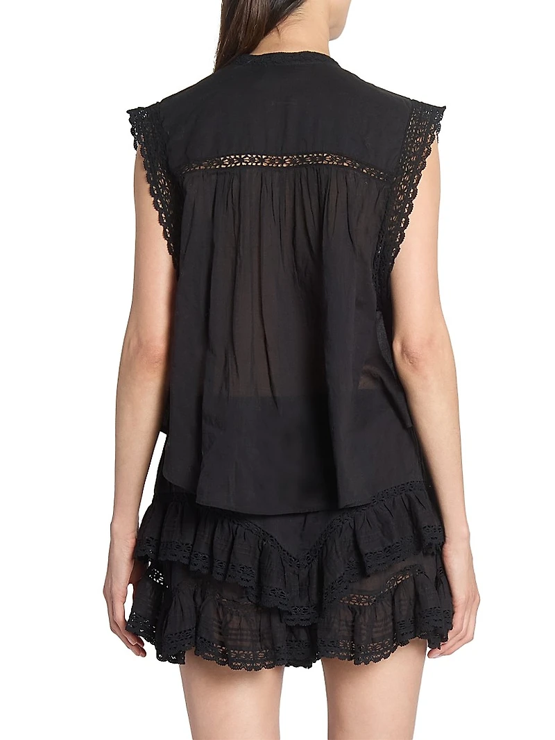 Gresia Lace-Trim Cotton Top