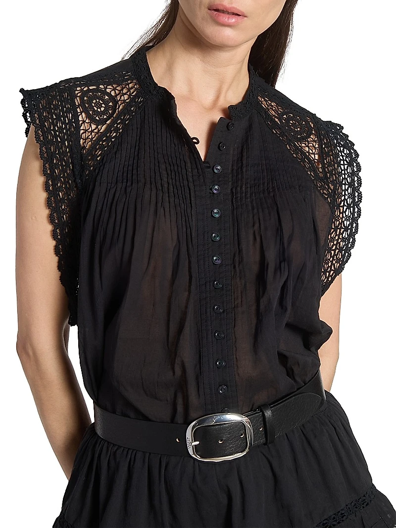Gresia Lace-Trim Cotton Top