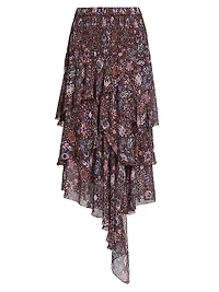 Brigitte Ruffled Floral Midi-Skirt