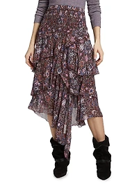 Brigitte Ruffled Floral Midi-Skirt