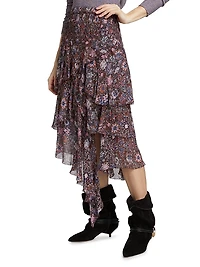 Brigitte Ruffled Floral Midi-Skirt