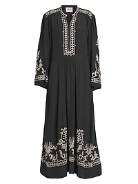 Feliana Embroidered A-Line Maxi Dress