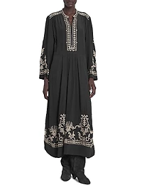 Feliana Embroidered A-Line Maxi Dress