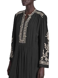 Feliana Embroidered A-Line Maxi Dress