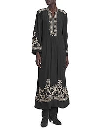 Feliana Embroidered A-Line Maxi Dress