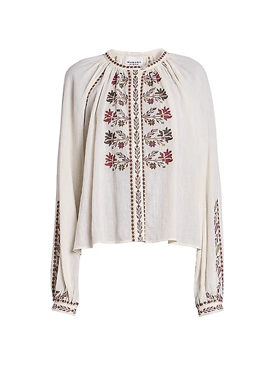 Lynne Floral Embroidered Cotton Top
