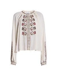 Lynne Floral Embroidered Cotton Top