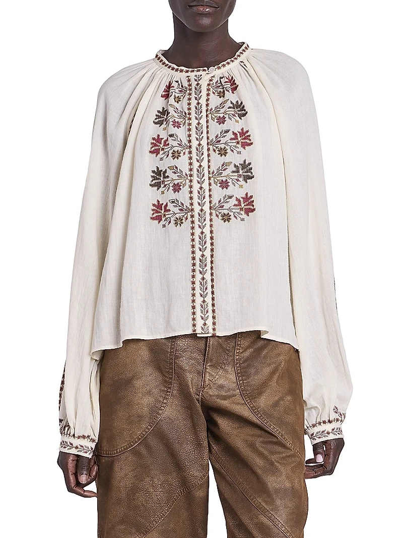 Lynne Floral Embroidered Cotton Top