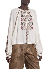 Lynne Floral Embroidered Cotton Top