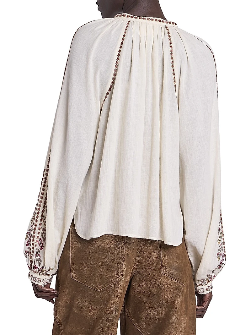 Lynne Floral Embroidered Cotton Top