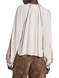 Lynne Floral Embroidered Cotton Top