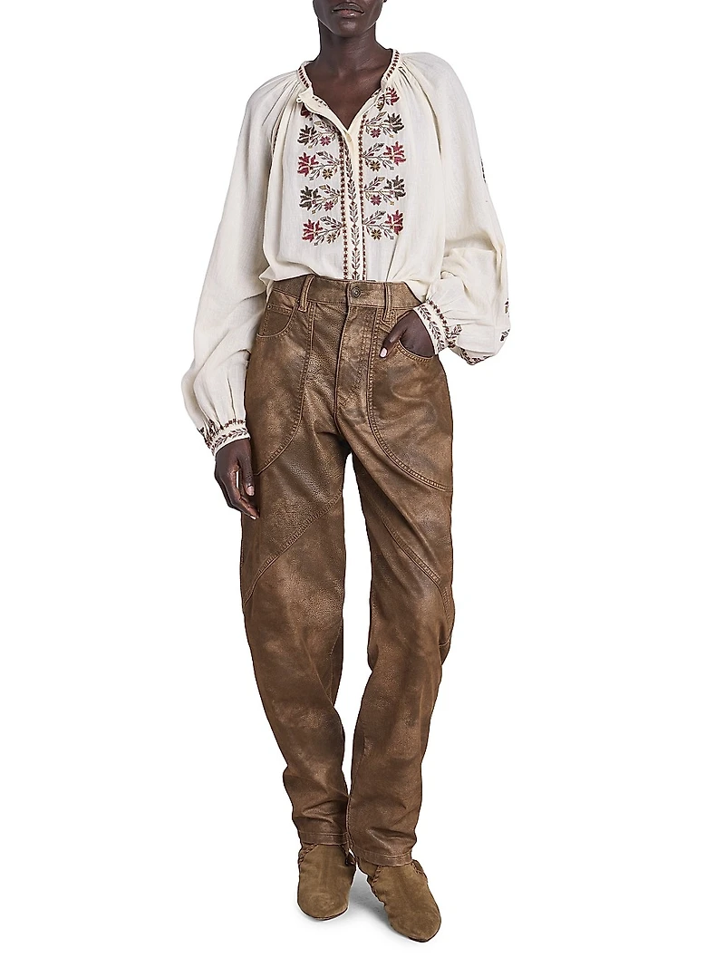 Lynne Floral Embroidered Cotton Top