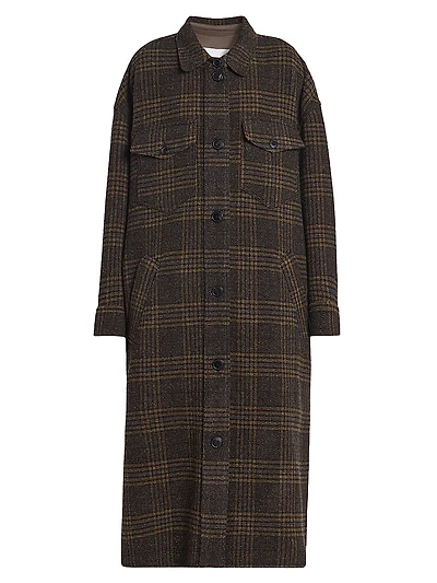 Gislene Plaid Virgin Wool Coat