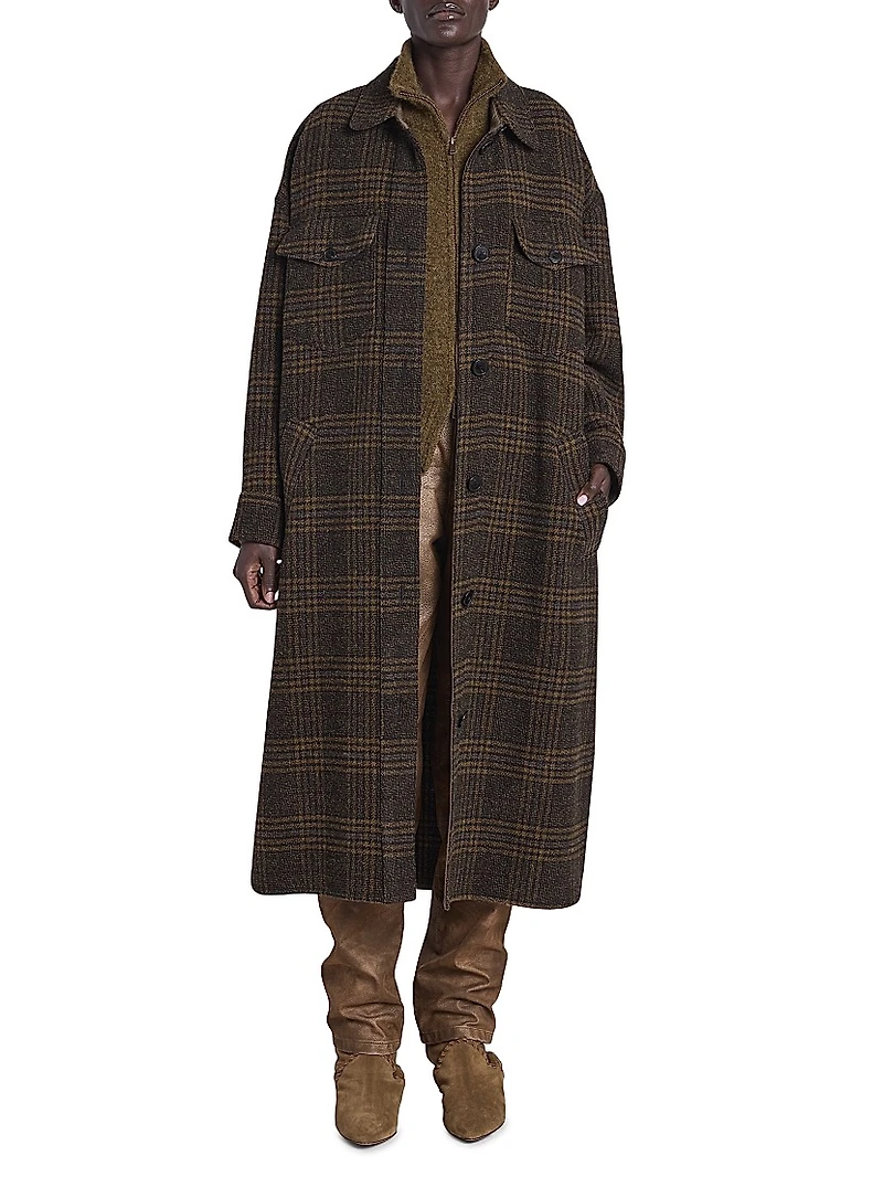 Gislene Plaid Virgin Wool Coat
