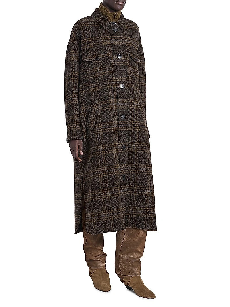 Gislene Plaid Virgin Wool Coat