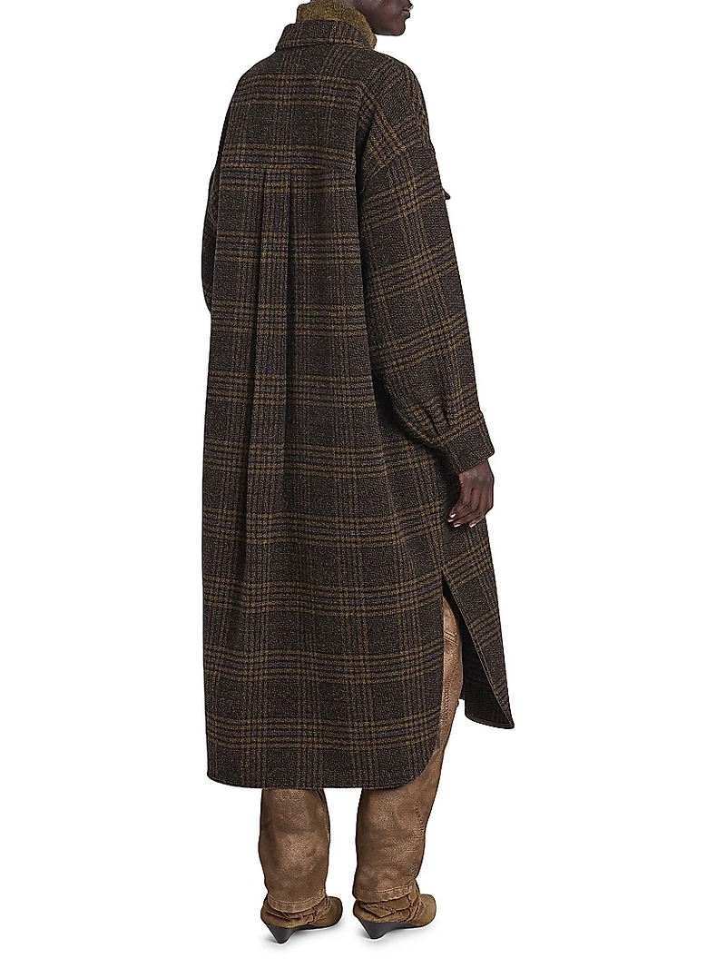 Gislene Plaid Virgin Wool Coat