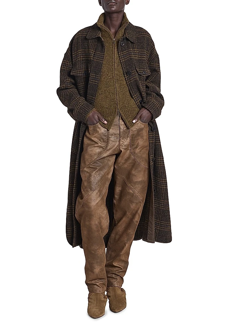 Gislene Plaid Virgin Wool Coat
