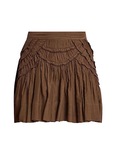 Ceola Ruffle-Trim Pleated Miniskirt