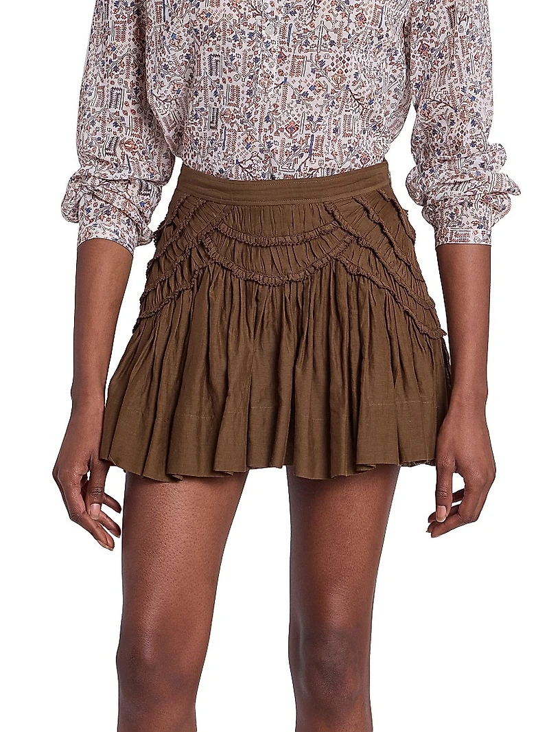 Ceola Ruffle-Trim Pleated Miniskirt