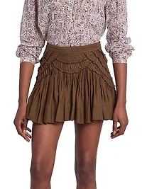 Ceola Ruffle-Trim Pleated Miniskirt