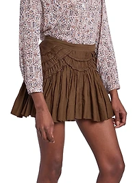 Ceola Ruffle-Trim Pleated Miniskirt