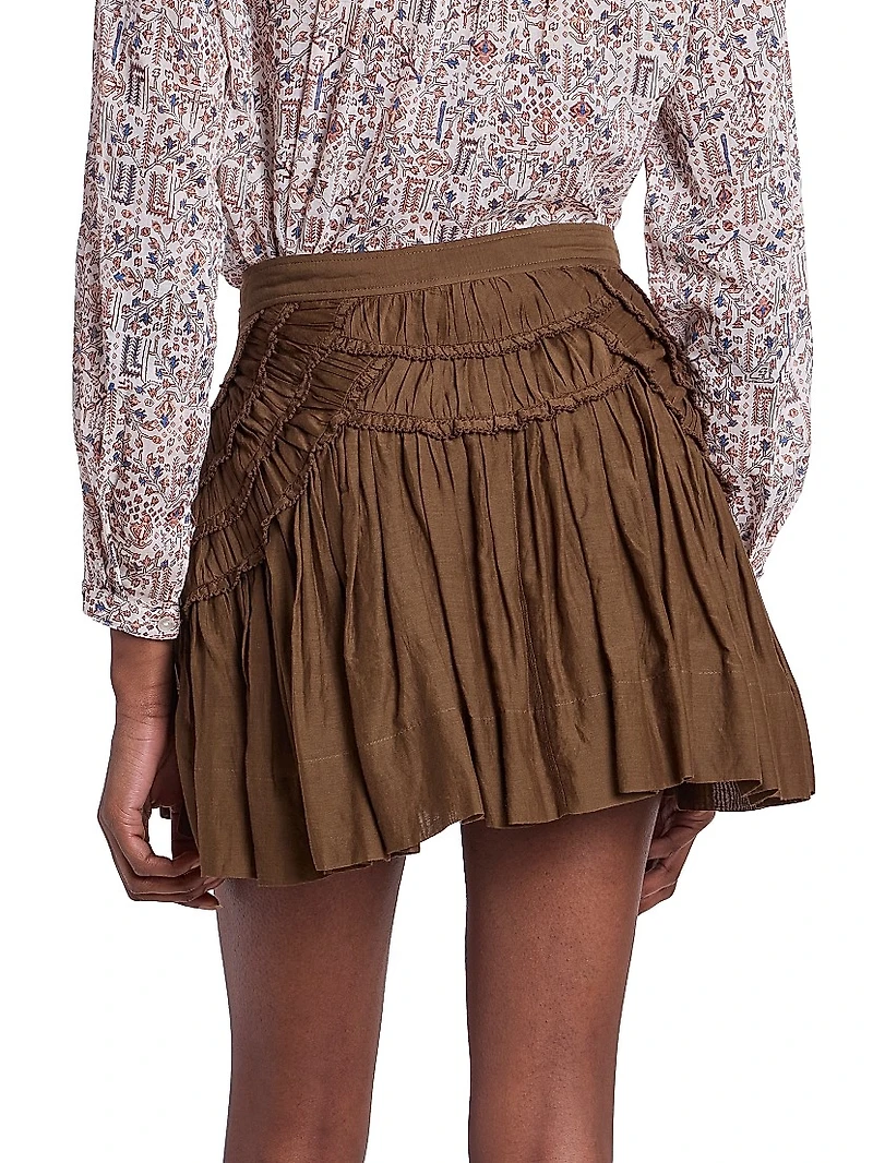 Ceola Ruffle-Trim Pleated Miniskirt