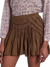 Ceola Ruffle-Trim Pleated Miniskirt