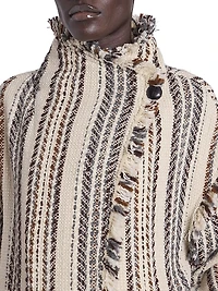 Illisa Striped Fringe-Trim Cotton-Blend Jacket