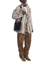 Illisa Striped Fringe-Trim Cotton-Blend Jacket