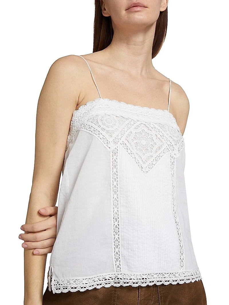 Gaelia Lace-Trim Cotton Top