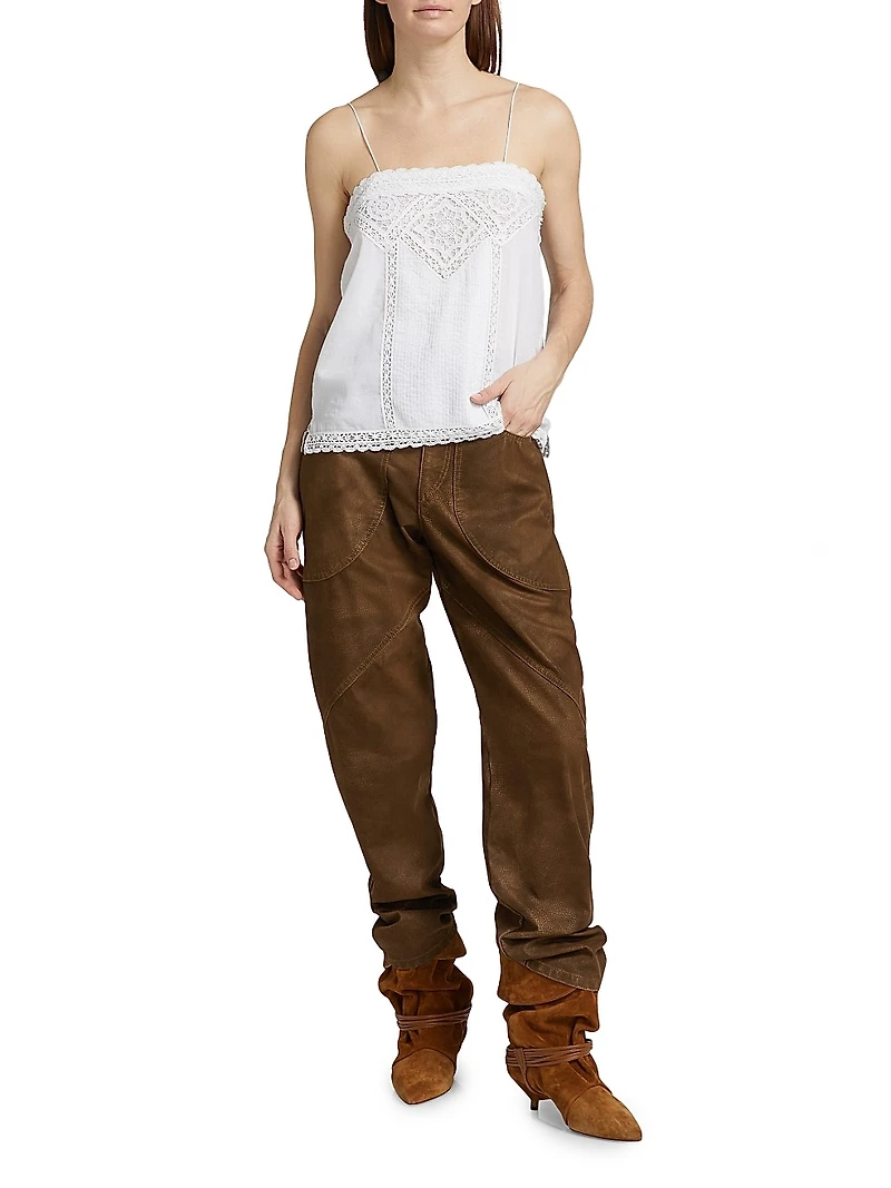 Gaelia Lace-Trim Cotton Top