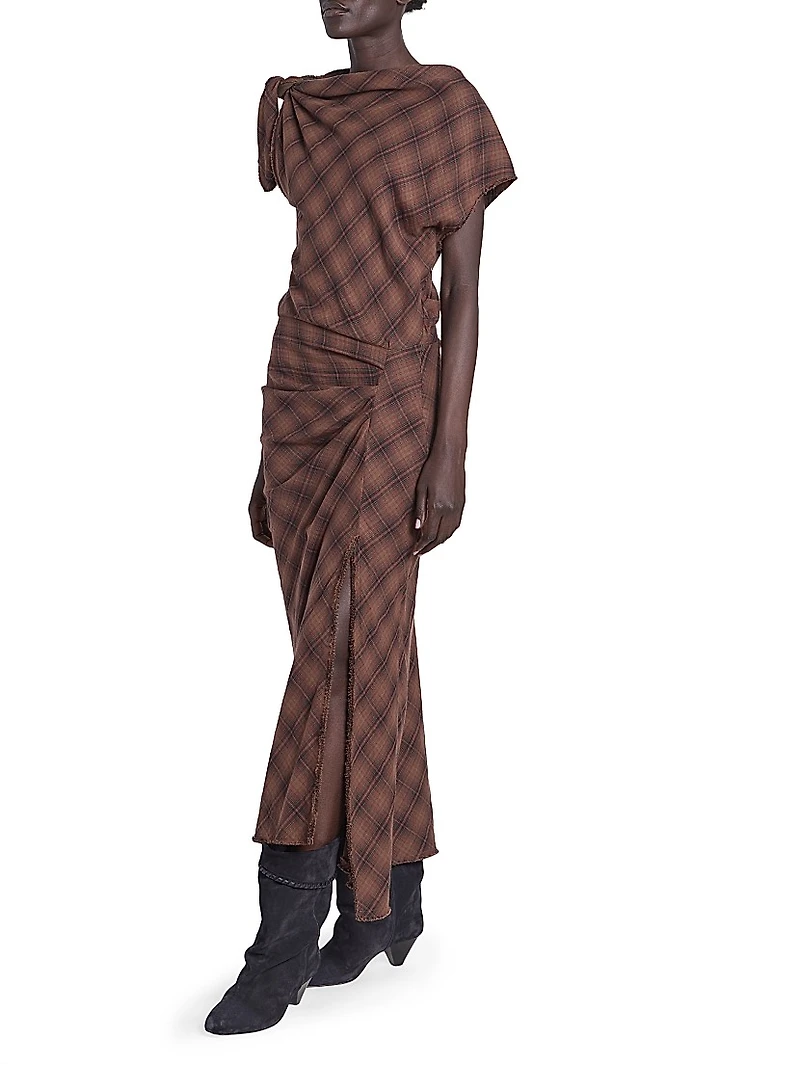 Naerys Checked Cotton Maxi Dress