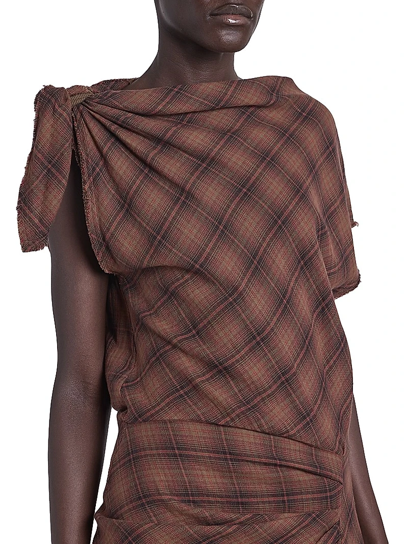 Naerys Checked Cotton Maxi Dress