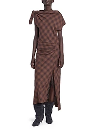 Naerys Checked Cotton Maxi Dress