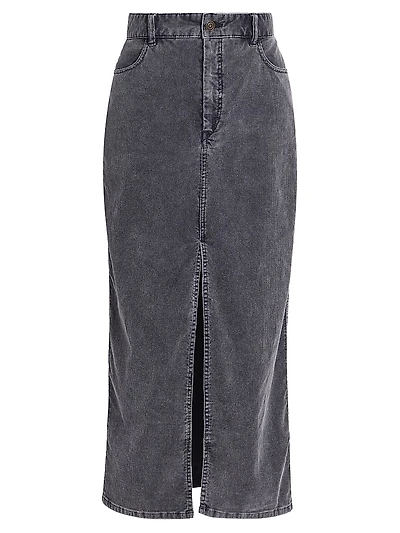 Odalie Stretch-Cotton Denim Midi-Skirt