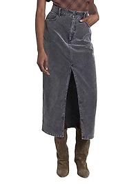 Odalie Stretch-Cotton Denim Midi-Skirt