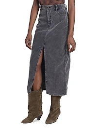 Odalie Stretch-Cotton Denim Midi-Skirt