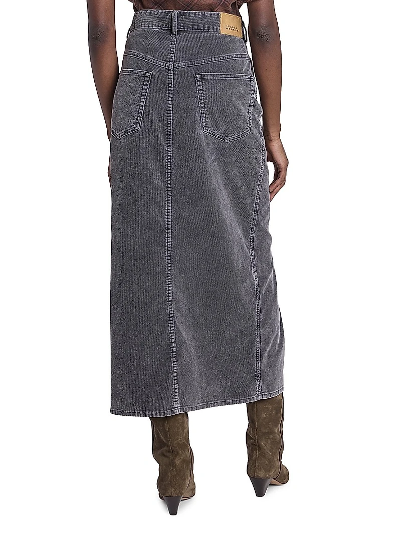 Odalie Stretch-Cotton Denim Midi-Skirt
